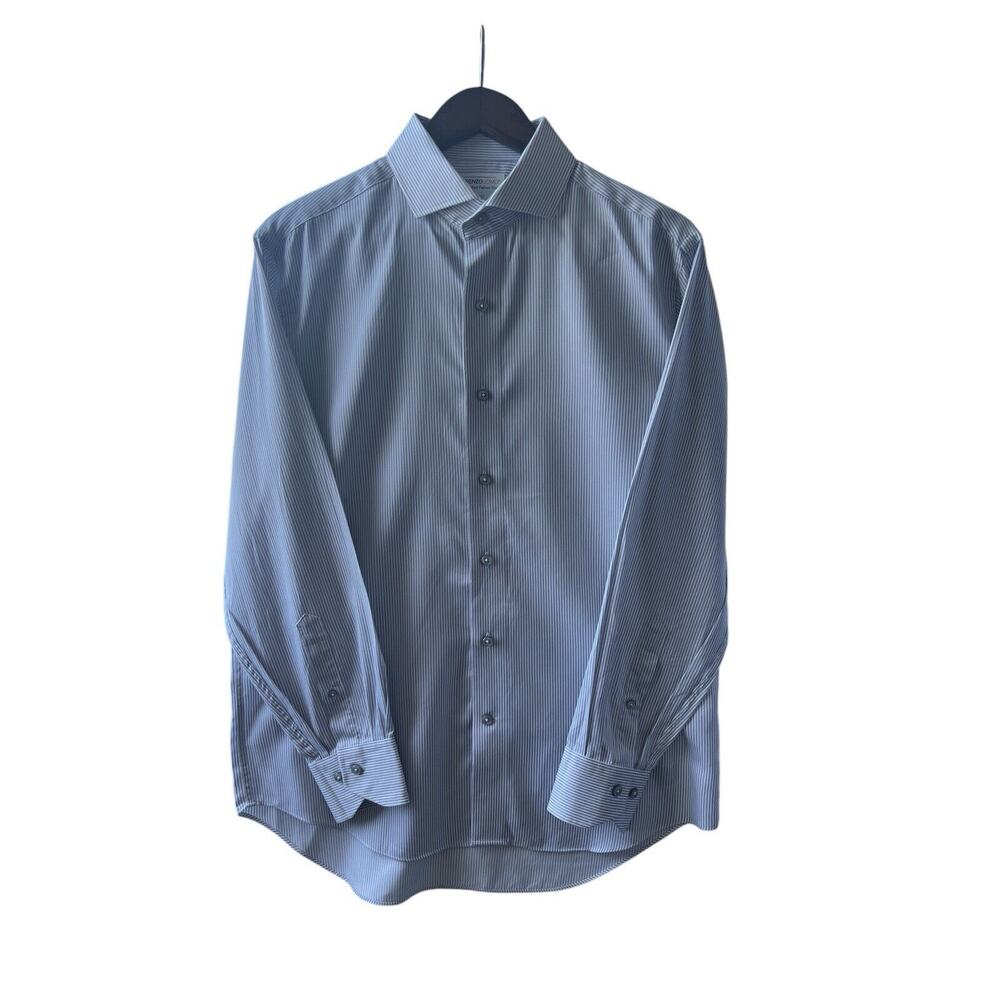 Lorenzo Uomo Men's Textured Check Regular Fit Dress Shirt Spread Collar 32/33